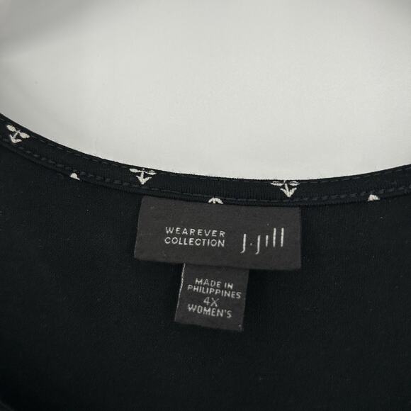 J Jill Wearever Black Printed Dress Pleated Sleeveless Stretch Knee Length Sz 4X - Picture 8 of 9